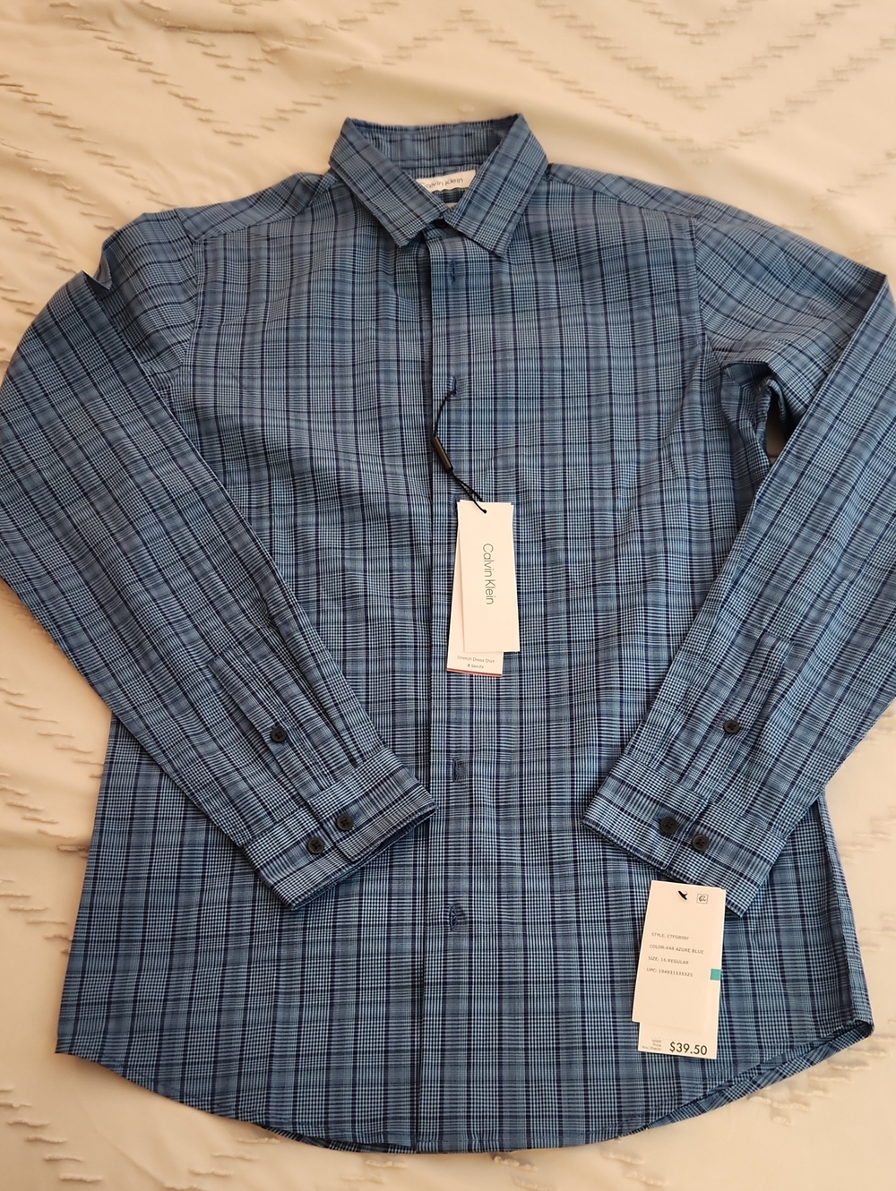 Calvin Klein Boys 16 Blue Plaid Dress Shirt